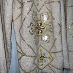 Alfred Dunner  Gold Metallic All In One Pullover/Cardigan Sweater W/ Sequins Med Photo 3