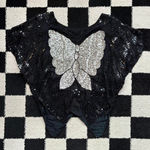 American Vintage Vintage Butterfly Sequin Top Silk Lined Photo 0