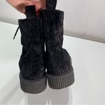 Katy Perry The GIA Women's7.5 Black Crushed Velvet Ankle Combat Boots Lace Zip Photo 3