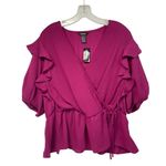 Cotton Express Express Fuchsia Wrap-Front Blouse XL Photo 1