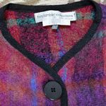 Vintage Wool Sweater Cardigan Colorful Plaid Mohair Jacket Tony Lambert L Large Red Photo 4