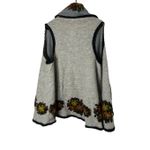 Vintage Concept Cardigan L Cream/Gray Wool Waterfall‎ Sweater Raised Floral Knit Gray Size L Photo 8