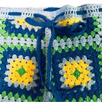 ZARA Crochet High Waisted Patchwork Boho. Shorts Bermuda Blue Sz Small Photo 3