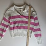 Jessica Simpson  Pink Striped Sweater Sz M V-Neck Pullover Country‎ Club Preppy Photo 7