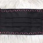 🆕Embroidered Pink Bow Black Fabric Reusable Face Mask Photo 0