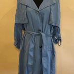 7 For All Mankind Blue Lightweight Gunflap Front Tie Trench Coat Jacket Size L Photo 1