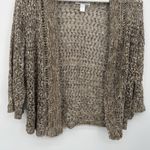 Dressbarn Brown Multi Open Crochet Knit Cardigan 3/4 Sleeve Size Large Boho Photo 2