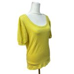 Loft Ann Taylor  Women's Lemon Squeeze Stripe Crinkle Puff Sleeve Top Sz S Blouse Photo 3