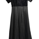 VTG 90s Stage Accents Black Velvet Midi Dress Short Sleeve Formal Event 4 Goth Black Photo 0