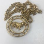 Vintage CELEBRITY NY Leo Zodiac Gold Tone Open Work Pendant signed Piece Photo 1