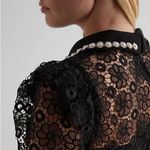 EXPRESS Daisy Eyelet Lace Rhinestone Color Embellishment Puff Sleeve Polo Romper Photo 2