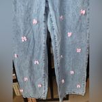 3D bows wide leg jeans light wash coquette edikted lucille low rise baggy Blue Size 29 Photo 4
