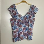 J.Crew  Ruffle V-Neck Top Floral M Photo 2