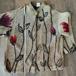 Vintage 90s Tapestry Jacket Floral Paisley Pattern Sugar Street‎ Weavers Large Tan Photo 7