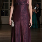 Dave and Johnny VTG 90s  Burgundy metallic square neck bow maxi‎ dress gown 11 12 Photo 0