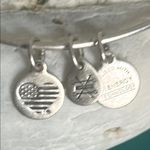 ALEX AND ANI Silver Tone “Because I Love You" Engraved Charm Bangle Bracelet Photo 3