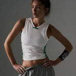 Free People NWOT MOVEMENT Powerwalk Tank Green & White Photo 0