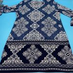 Studio One  New York Women's Blue Patterned Dress 3/4 Length Bell Sleeves Size XL Photo 2