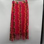 Sundance  Pink, Green, Orange Zig Zag Chevron Print Flowy‎ Maxi Skirt Size 10 Photo 4