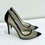 Gianvito Rossi Ivy Suede Polka Dot Mesh Pointed Pumps Heel Black Women's Size 39 Photo 5
