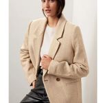 ANINE BING ππ Tweed Double Breasted Fishbone Blazer ~ Tan & Cream Medium Photo 8