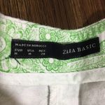 ZARA Basic Floral White/Green Flat Front Shorts Photo 1