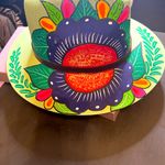 Floral Patterned Hat with Vibrant Colors Green Photo 1