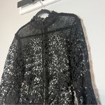 Bold Elements Bold Element Lace Blouse Crochet Top Black Gold Zip Back Long Size Large Floral Photo 3