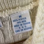 Vintage College Town White Acrylic Sweater | 80s Preppy Basketweave Knit Size M Size M Photo 4