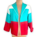 Vintage 90s Painted Pony Blazer Jacket Colorblock Red Turquoise White Medium Blue Photo 10