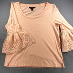 Banana Republic Petite Top Small Peach/Pink Bell Sleeve Eyelet 3/4 Sleeve Cotton Photo 0