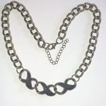 Brass Tone & Amber CZ Rhinestone Chunky Link Chain Retro Boho Necklace Photo 5