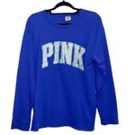 PINK - Victoria's Secret PINK Victoria’s Secret Blue & Silver Glitter Logo Sweatshirt Photo 0
