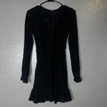 Wild Fable  Women’s Black Lace Long Sleeve Mini Dress Size S Sheer Ruffle Hem Par Photo 2