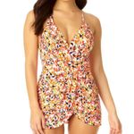 Anne cole SIZE 10 V Neck Surplice Maillot One Piece Skirt Bottom Swim Dress Photo 1