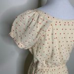 J Crew Cream Red Textured Dress Scoop Neck Cotton Short Sleeve Small Photo 3