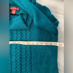 Jones Wear  Size L Teal Funnelneck Long Sleeve Lightweight Cable Knit Sweater Photo 6