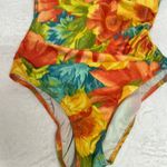 Vibrant Orange and Yellow One Piece Swimsuit with Spaghetti Straps Size M Photo 4