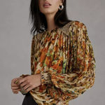 Anthropologie NWT Bl-nk Sequin-Embellished Blouse in Neutral Motif Photo 0