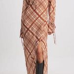 NA-KD  Flowy Rust Check Midi Dress Size 34 NWT Photo 0