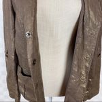 Lafayette 148 New York metallic gold brown long sleeve linen blazer jack… Size 10 Photo 6