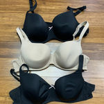 Cacique  Balconette Lightly Lined Bra Size 38C Black Beige Set of 3 Underwire Photo 0