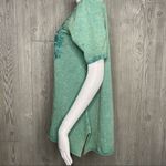 NWOT cotton Caite floral embroidered hand dyed t shirt oversized beach style sm Green Photo 4