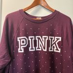 PINK - Victoria's Secret Victorias Secret PINK Crewneck Sweatshirt Maroon Rhinestone‎ Studded Spellout M Photo 1