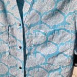 Coral Bay Linen Sleeveless Button Front Shirt Turquoise & White M Blue Size M Photo 7