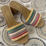 J.Crew Womens Woven Mule Sandals Block Heel Rainbow Size 8 Raffia Summer Spring Photo 12