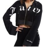 Juicy Couture BLACK CROPPED VELOUR HOODIE M Photo 2