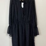 Fourteenth Place Women’s V-Neck Tie Midi Long Sleeve Dress Black Size Large NWT Photo 0