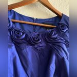 Adrianna Papell Cobalt Blue Rosette Neckline Sheath Party Cocktail Dress Size 16 Photo 2