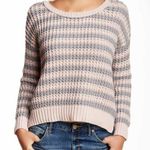 Free People At the Beach Gray Pink Striped Chunky Pullover Sweater NWT SZ M Photo 0